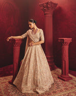 ANTARA Gold Tissue Bridal Lehenga with Exquisite Zardozi Work - House of Surya