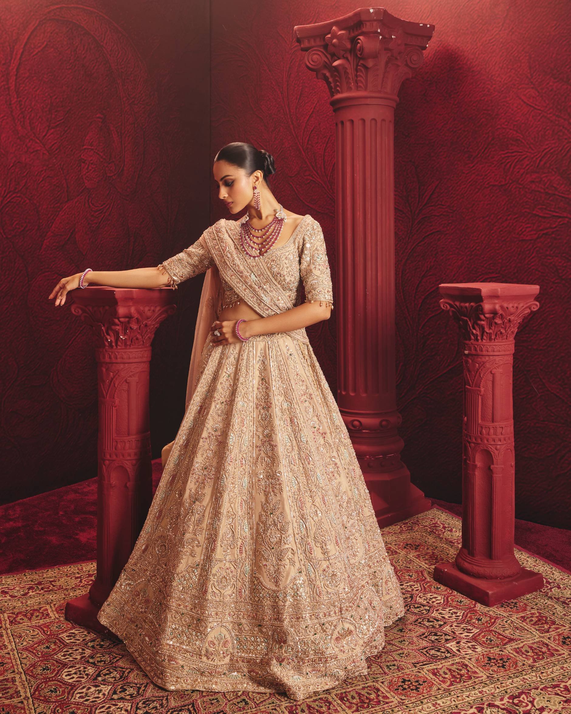 ANTARA Gold Tissue Bridal Lehenga with Exquisite Zardozi Work