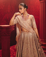 ANTARA Gold Tissue Bridal Lehenga with Exquisite Zardozi Work - House of Surya
