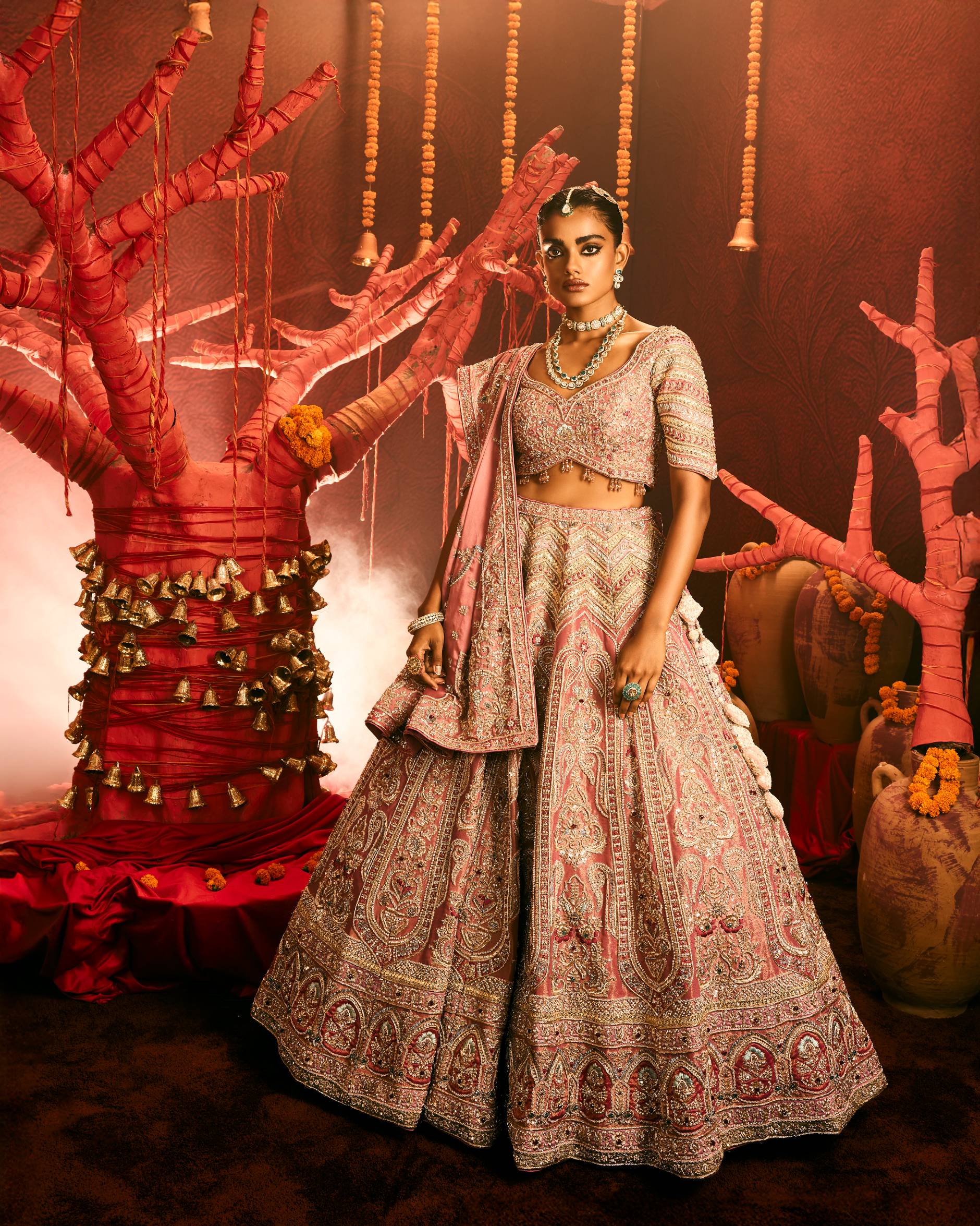 Ensemble In greyish Pink With Zardozi – ANTARA