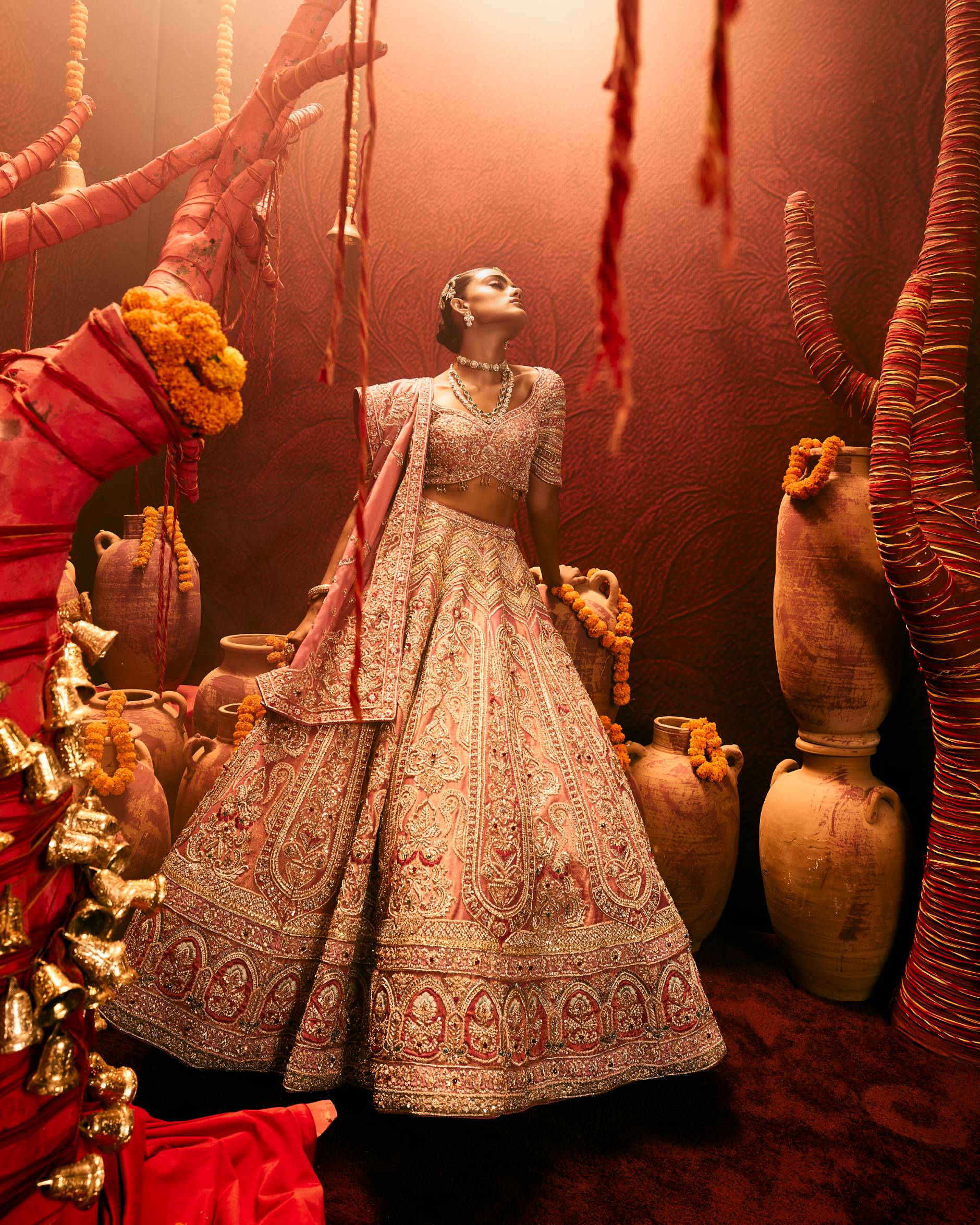 Ensemble In greyish Pink With Zardozi – ANTARA