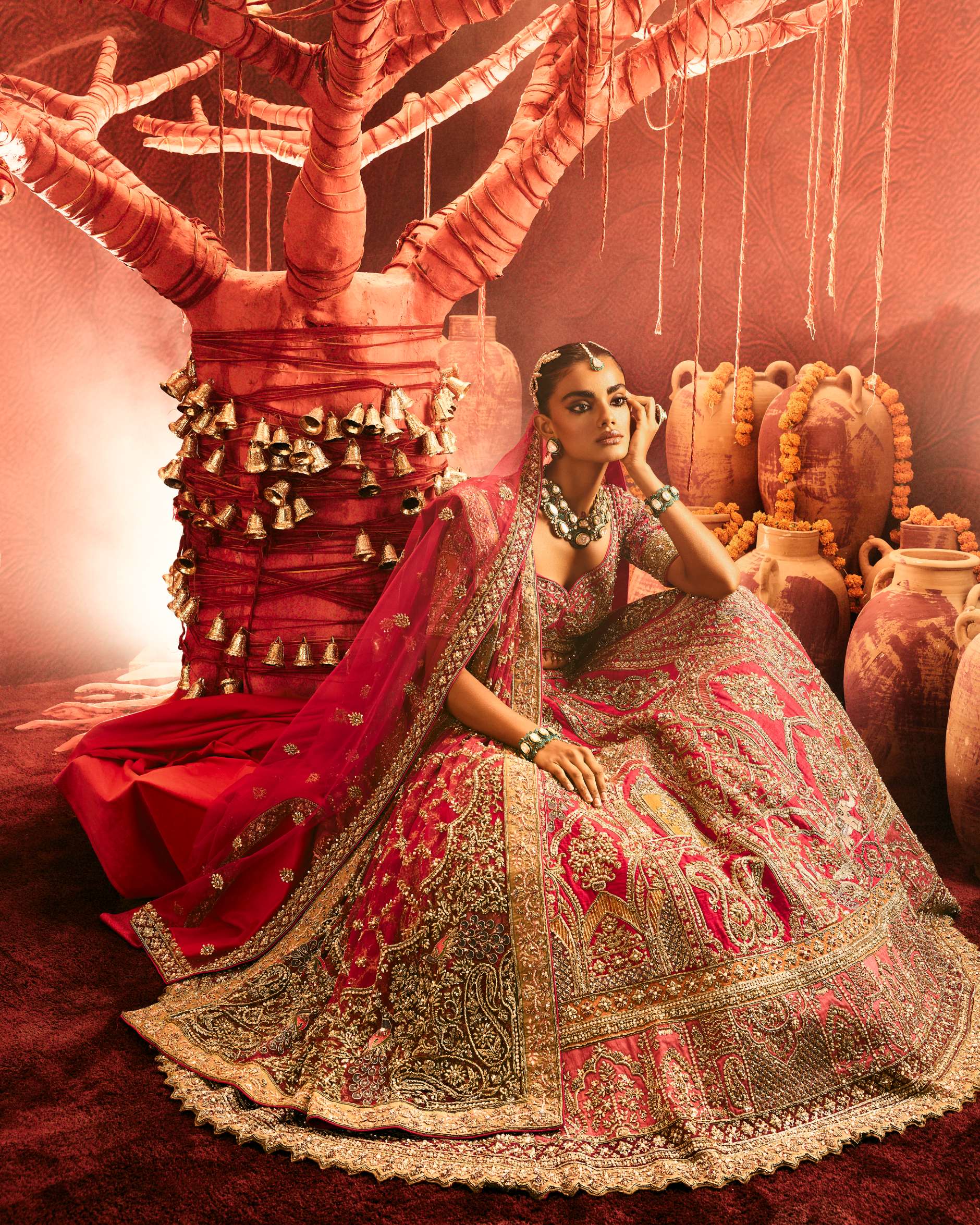 Corel Raw Silk Ensemble Featuring Zardozi Embroidery – ANTARA