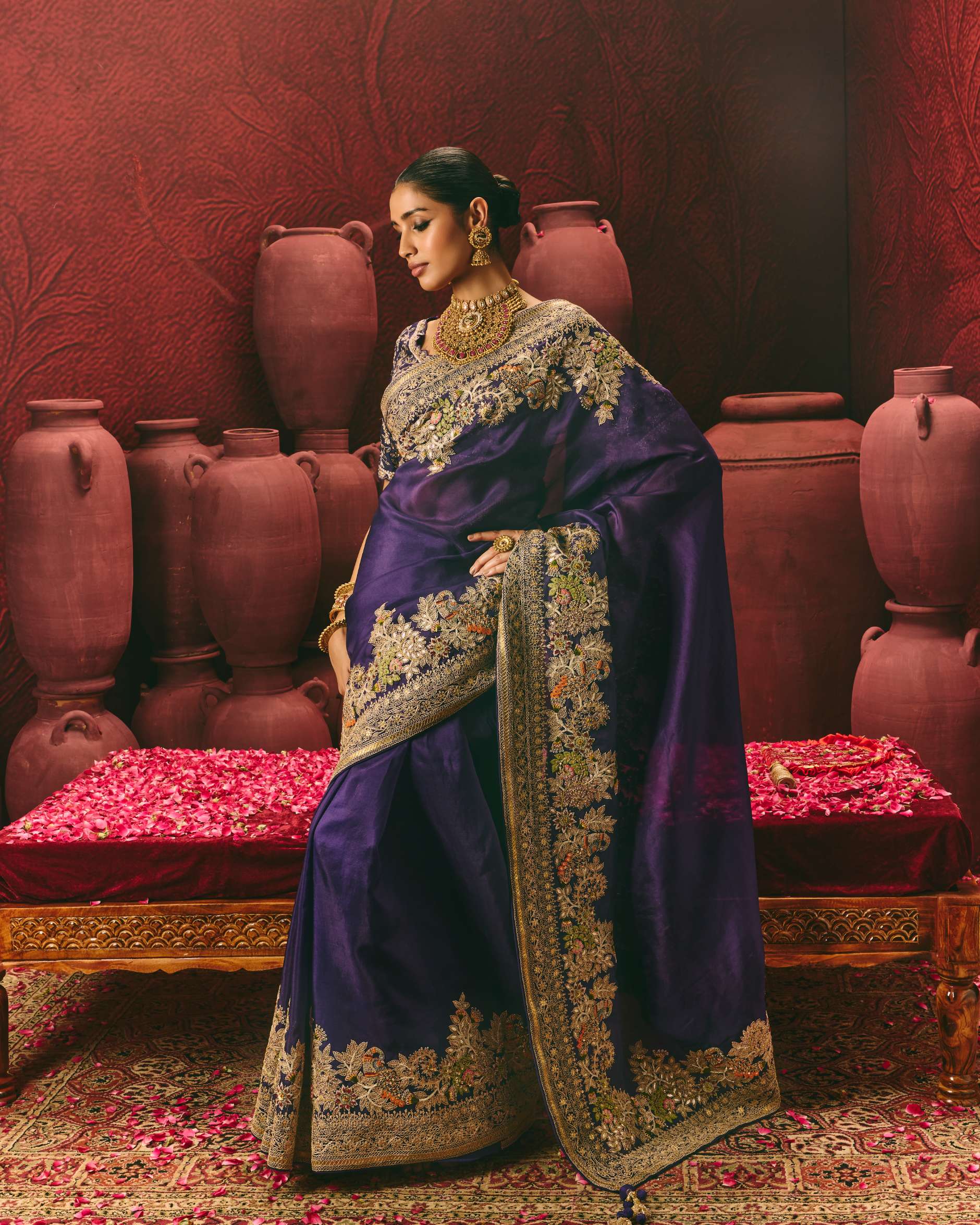 Crape Saree With Zarodzi Work – ANTARA