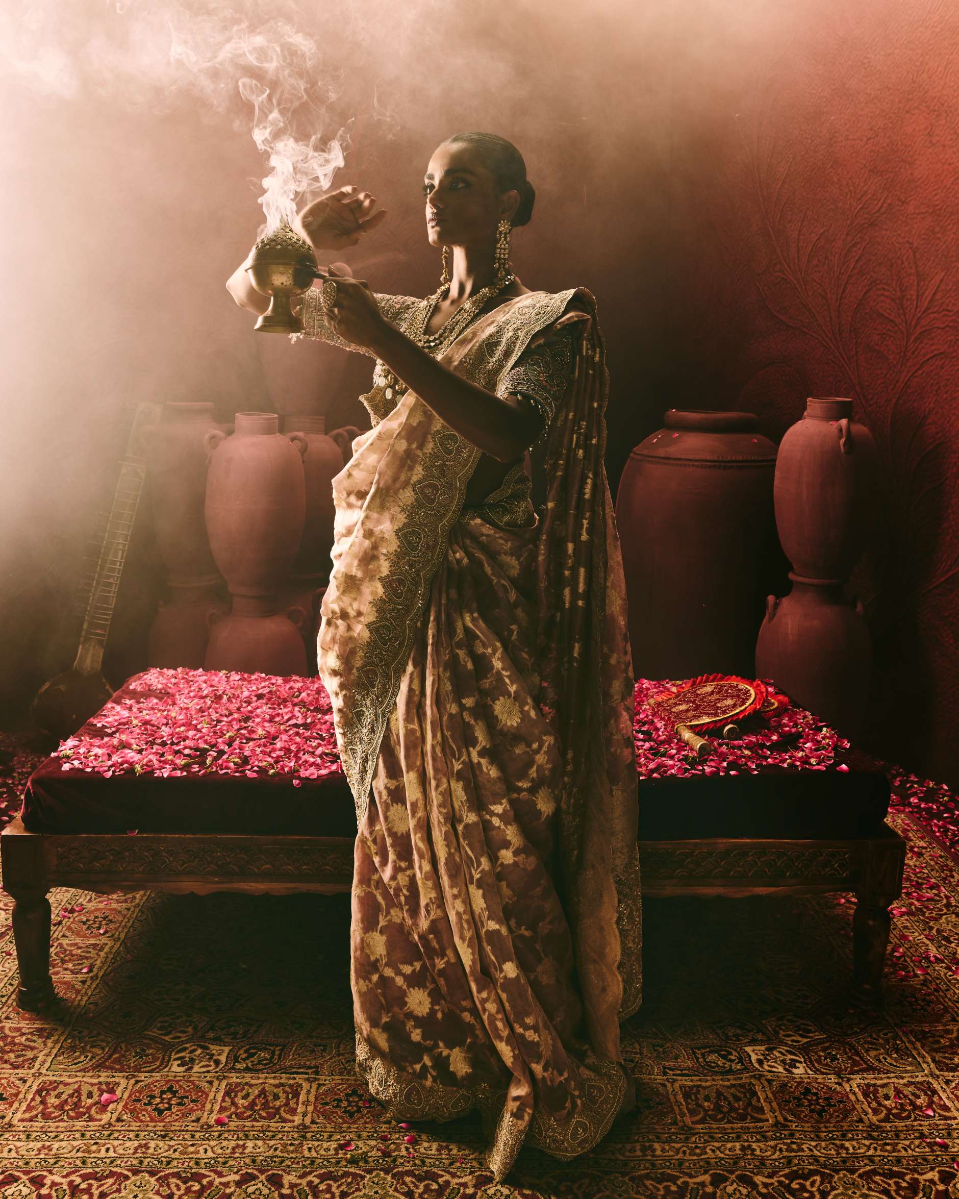 Saree In Onion With Zardozi – ANTARA