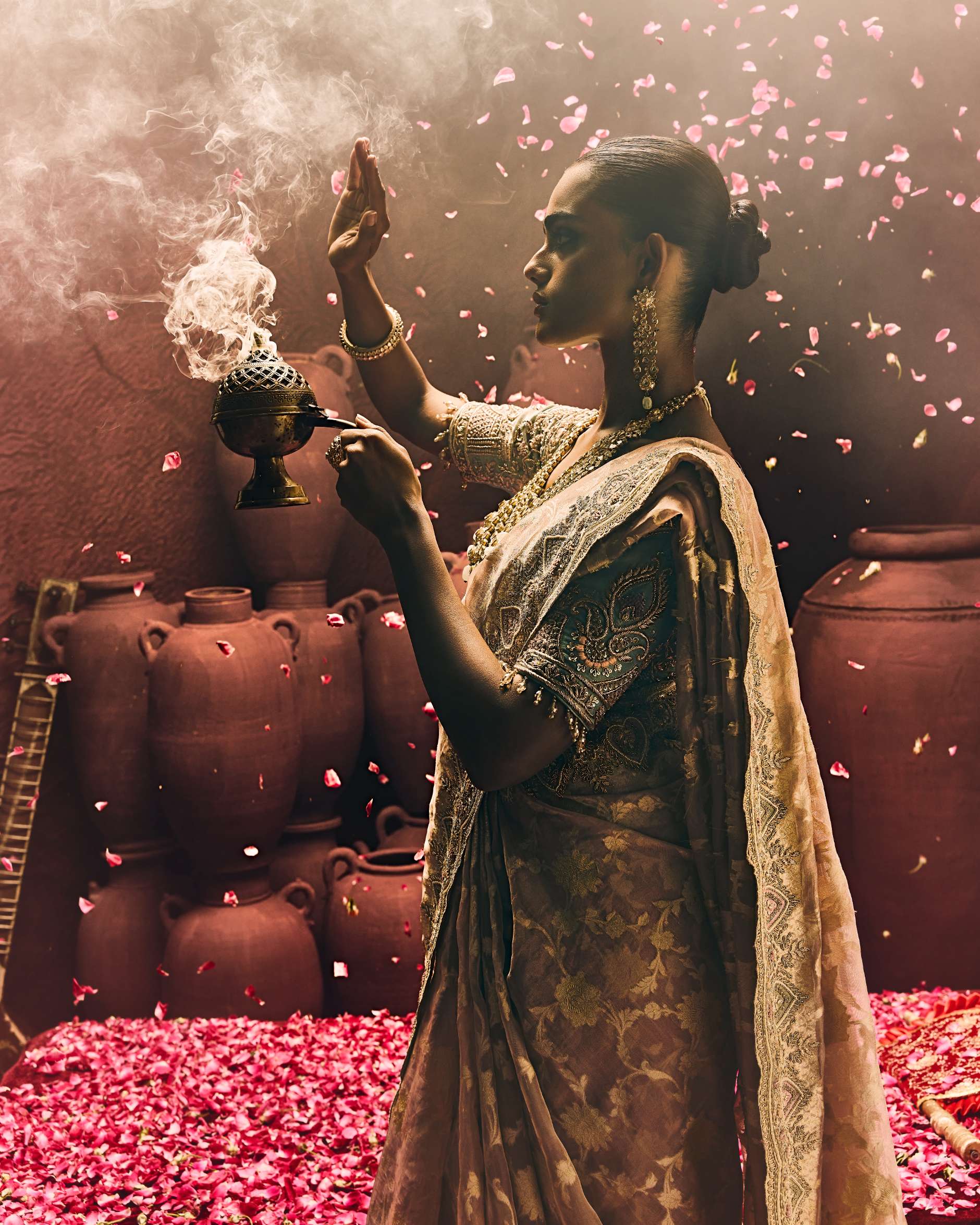 Saree In Onion With Zardozi – ANTARA