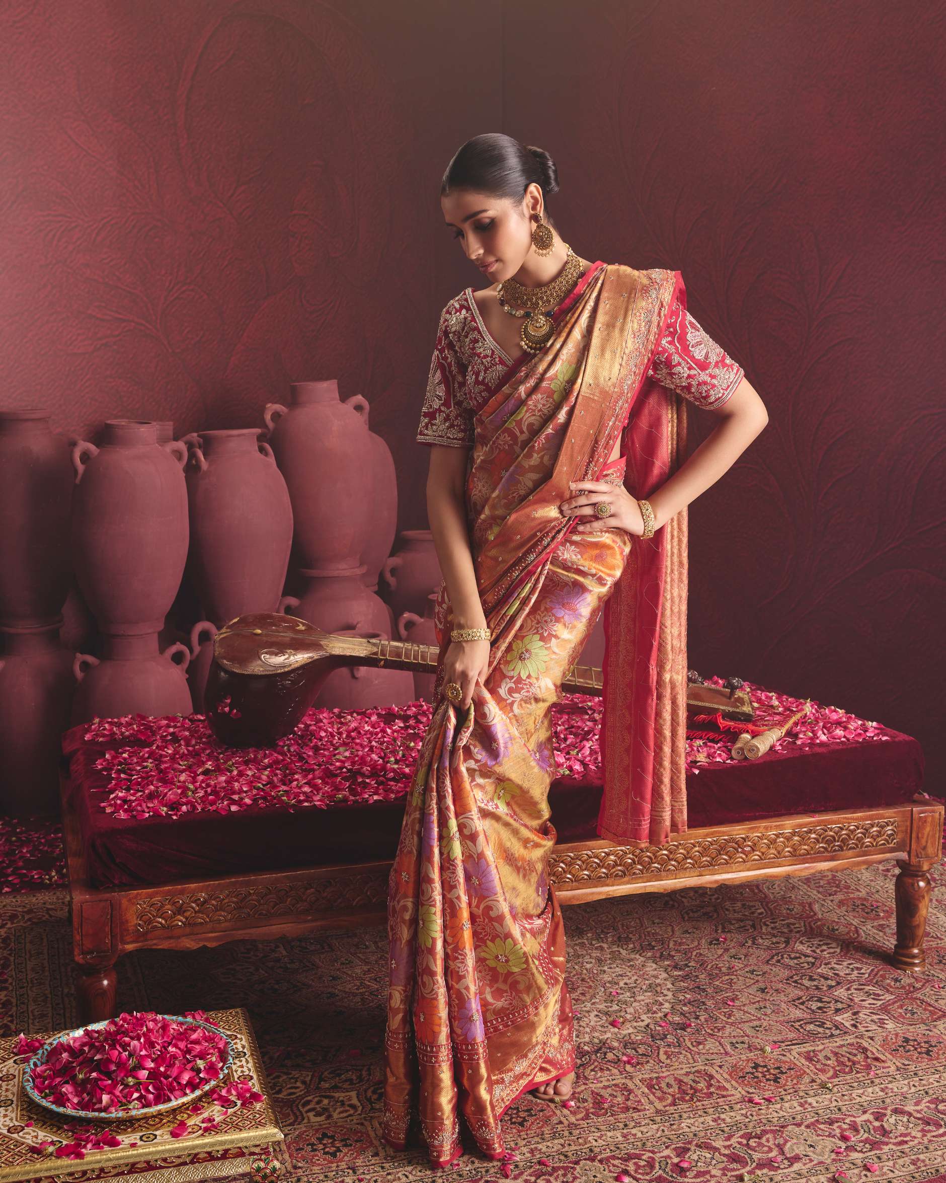Zardozi Silk Saree In Pink Multi – ANTARA
