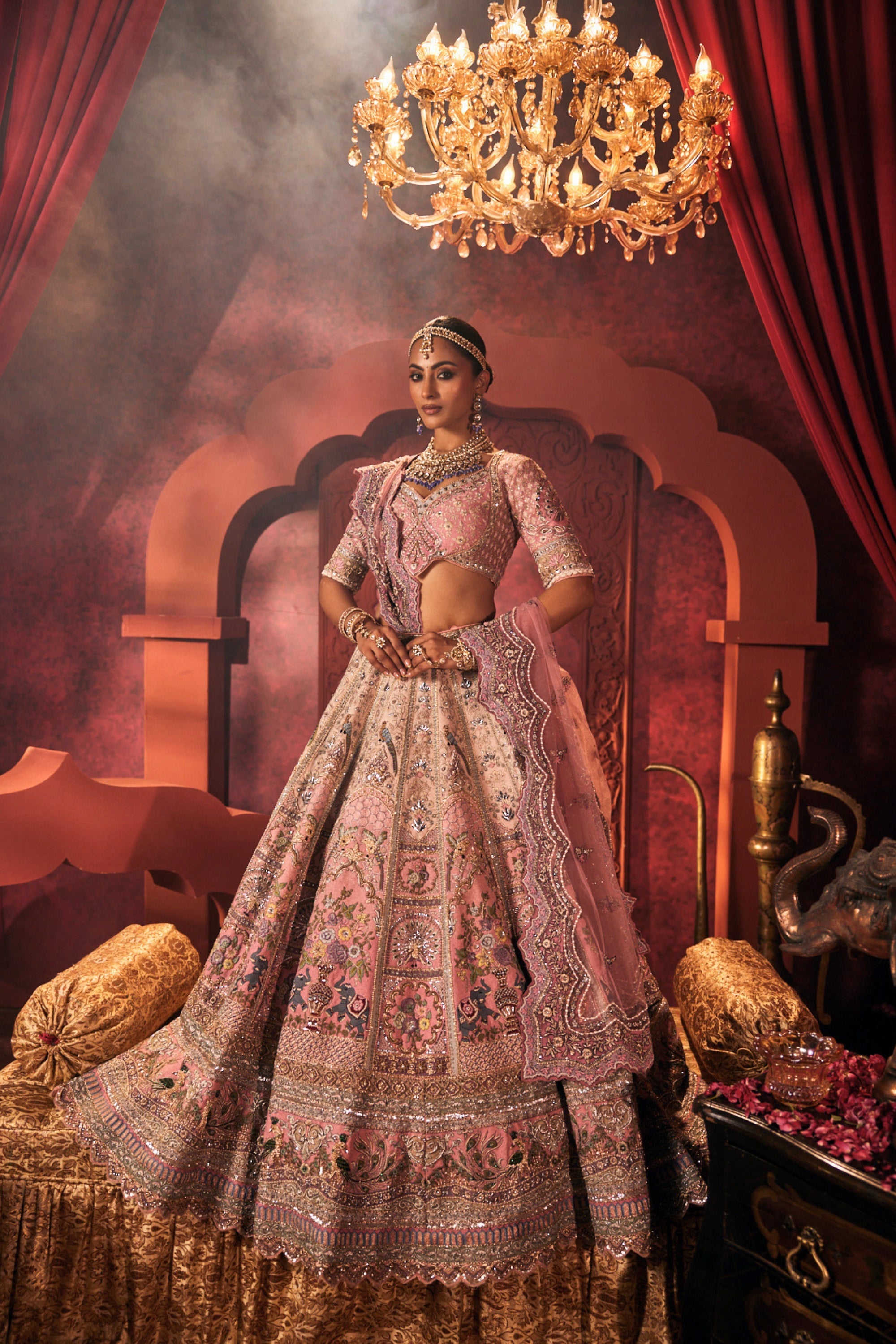 House of Surya brides in handcrafted bridal lehengas