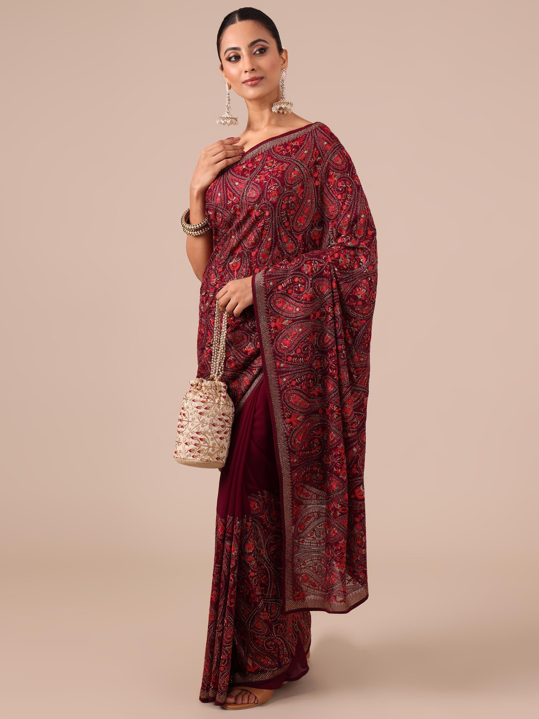 Kashmiri Georgette Saree - House of Surya 