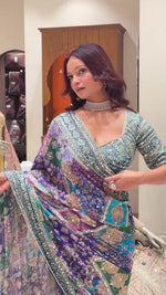 Georgette Saree with Mirror & Zari Work - House of Surya